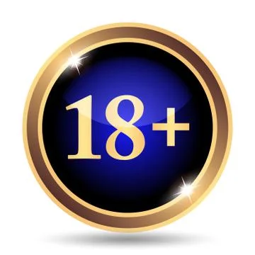 18 plus icon. Internet button on white background.. 스톡 일러스트