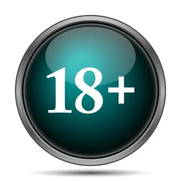 18 plus icon. Internet button on white background.. 스톡 일러스트