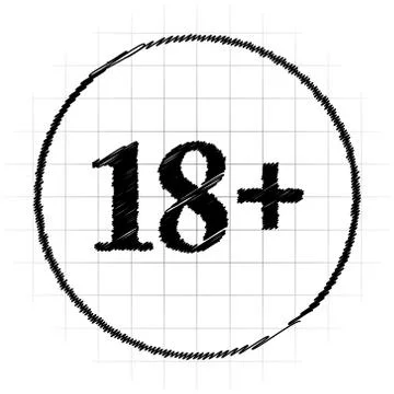 18 plus icon. Internet button on white background.. Stock-Illustration
