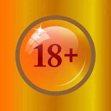 18 plus icon. Internet button on colored background. . 스톡 일러스트