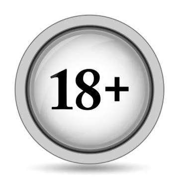 18 plus icon. Internet button on white background.. Stock Illustration