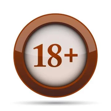 18 plus icon. Internet button on white background. . Illustrazione stock