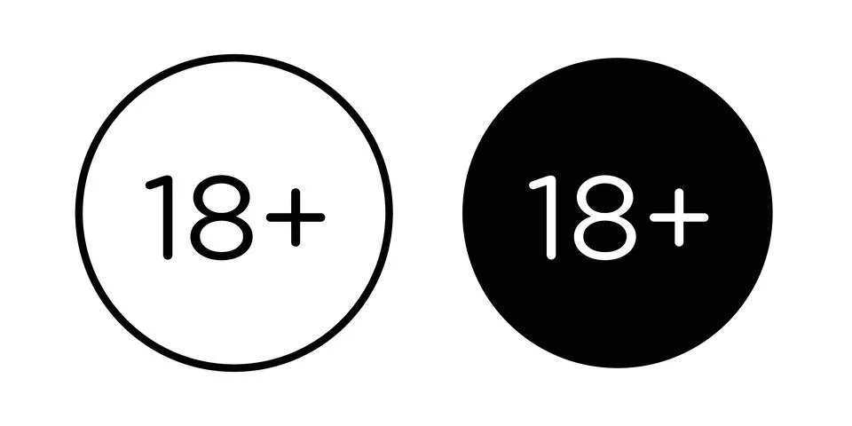 18 Plus icon solid, line, and editable vector set. Ilustração Stock