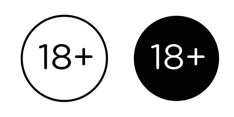18 Plus icon vector concepts, line and silhouette style Ilustração Stock