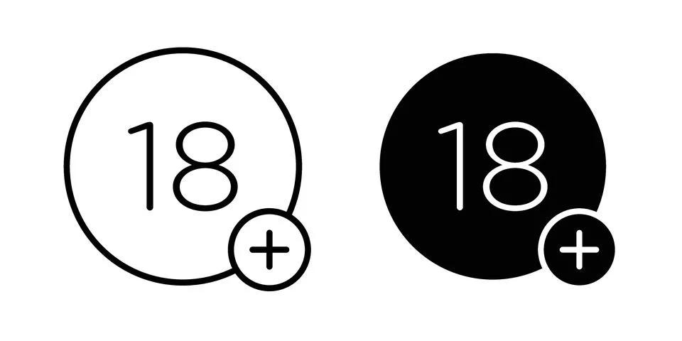 18 Plus icon vector design illustrations Ilustração Stock