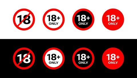 18 plus only icon. Age limit under 18 years old is forbidden circle sign sy.. 스톡 일러스트