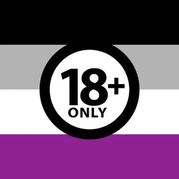 18 plus only sign warning symbol on the asexual pride flags background, LGBTQ Illustrazione stock