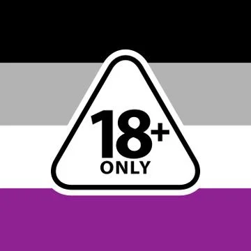 18 plus only sign warning symbol on the asexual pride flags background, LGBTQ Stock-Illustration