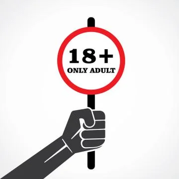 18 plus placard hold in hand stock vector Stock Illustration