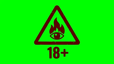 18 plus warning sign with flaming eye 库存影片 340561996