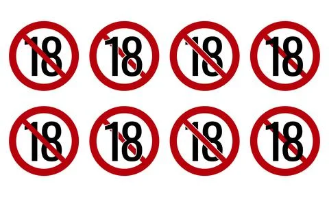 18 prohibited symbol vector set Stock Illustration