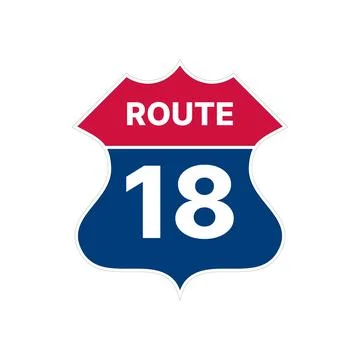 18 route sign icon. Vector road highway interstate Stock Illustration