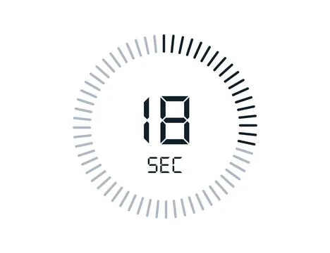 18 second timers Clocks, Timer 18 sec icon Stock Illustration
