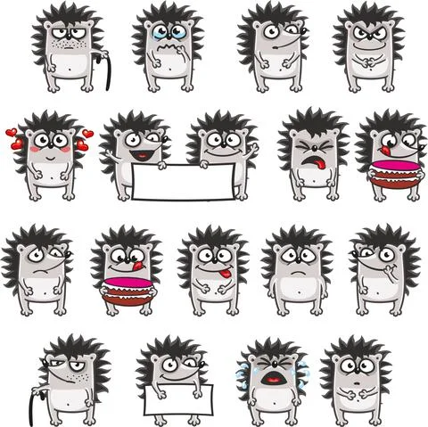 18 smiley hedgehogs  Stock Illustration