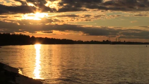 18. Sunset on the river, factory Stock Footage 133960983