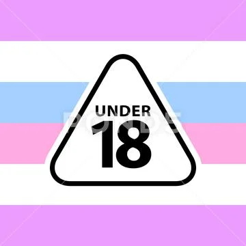 18 under sign warning symbol on the intersex pride flags background ...