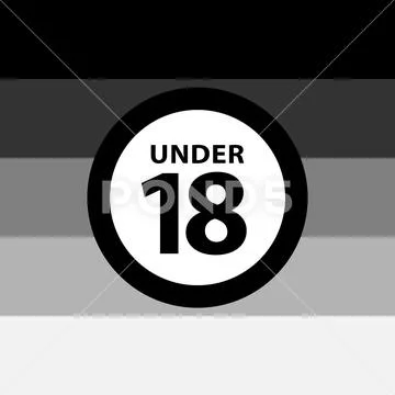 18 under sign warning symbol on the heterosexual pride flags background, LGBT Stock Illustration