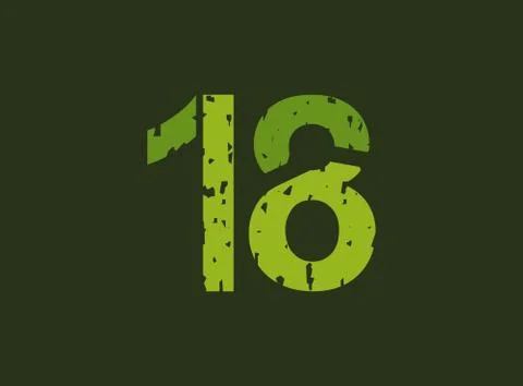 18 vector number made of grungy, grunge texture. Rubber stamp imprint style.  스톡 일러스트