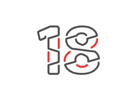 18 vector number. Modern trendy, creative style line design. For logo, brand  Stock Illustration