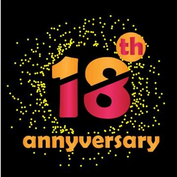 18 Year Anniversary Vector Template Design Illustration - Vector Stock Illustration