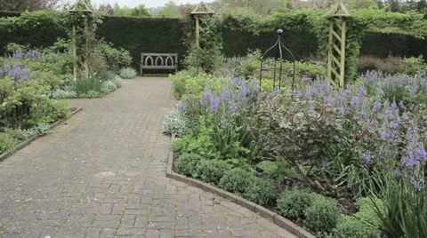 180 degree pan of beautiful garden Stock Footage 38853053