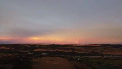 180 degree pan of epic sunset from drone Stock Footage 310575388