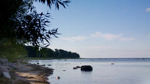 180-degree panoramic view of the calm Sea Video stock 280211455