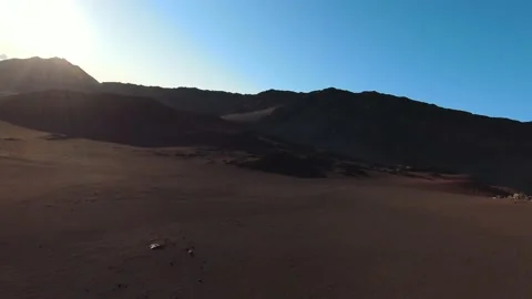 180 degrees view of volcano caldera in Hawaii during sunrise, 4K drone Video stock 196902850