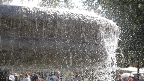 180 FPS beautiful fountain water falling Slovenia Ljubljana Europe Stock Footage