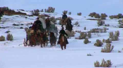 1800's migration crossing the plaines Stock Footage