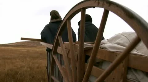 1800's migration crossing the plaines Video stock 11365060