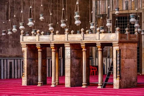 18/11/2018 Cairo, Egypt, interior of the main hall for the prayers of the anc Stock Photos