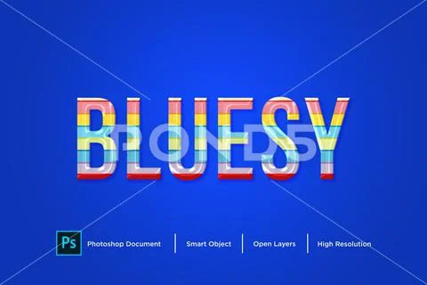 183 bluesy text effect Design Photoshop Layer Style PSD Template