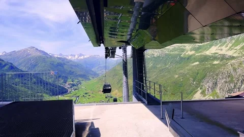 1842 Meter High Up with Overhead Cable Car in Nätschen with Panoramic View Stockbeeldmateriaal 285498707