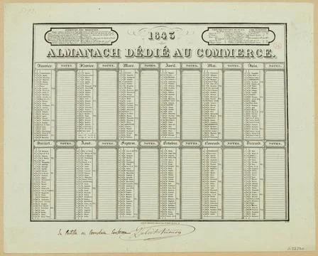 1843 / Almanach dedicated to commerce (IT) Copyright: xpiemagsx parismuspi... Stock Photos