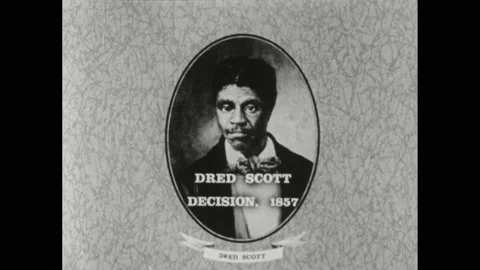 1860s: map of split United States, portrait of Dred Scott, portrait of Stephen Video stock 169891342