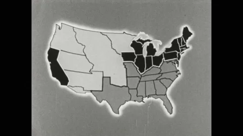 Painting Usa Map Stock Video Footage - 1860s Painting Ships Port Map Footage 169891319 Iconl