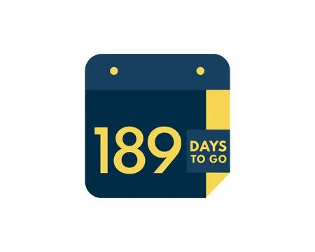 189 days to go calendar icon on white background, 189 days countdown, Count.. Stock Illustration