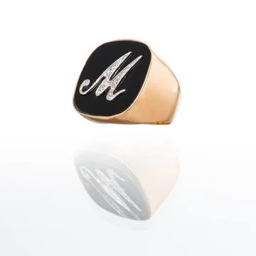 18kt yellow gold ring with Stock Photos