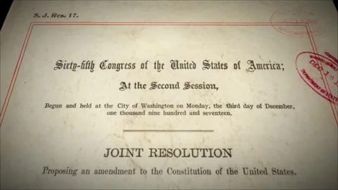 18th Amendment US Constitution Aged Historical Paper Prohibition 2 Stock Footage 339354778