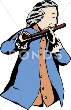 18th century man playing flute Stock Illustration