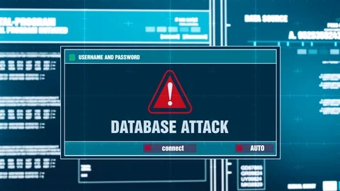19. Database Attack Warning Notification on Digital Security Alert on Screen. Stock Footage 95554528