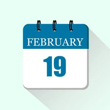 19 February Vector flat daily calendar icon. Date and month. Stock Illustration