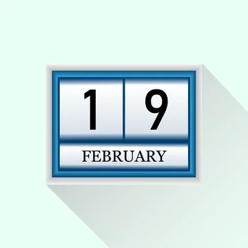 19 February Vector flat daily calendar icon. Date and month. Stock Illustration
