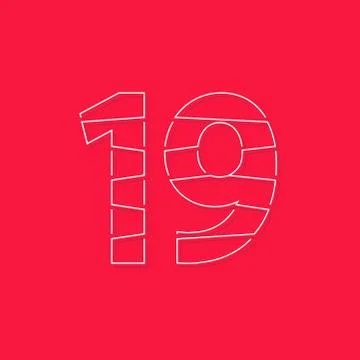 19 font, linear stroke number. Modern trendy, creative style design. For logo Stock Illustration