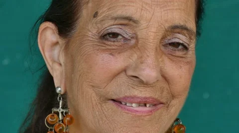 19 Hispanic People Portrait Happy Elderly Woman Smiling Face Stock Footage