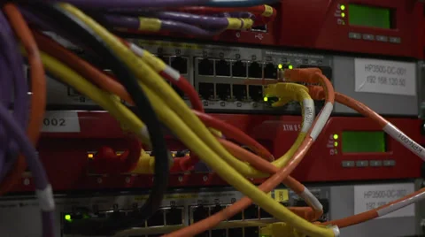 19 inch server rack in server room Stock Footage 36622094