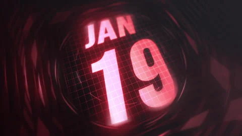 19 January in 3d motion graphic. Infrared calendar in futuristic and tech Stock Footage 292932823