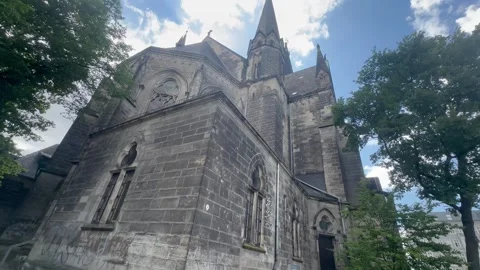 19, July, 2026,  Berlin Germany: Old Stone Gothic Church Stock Footage 340108084