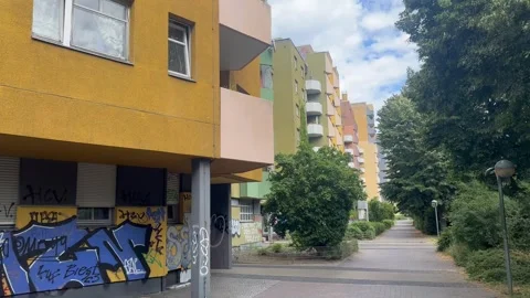 19, July, 2026, Berlin Germany: Colorful Apartment Building Facades Stock Footage 340108137